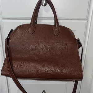Divina Firenze Brown Leather Satchel with Shoulder Strap